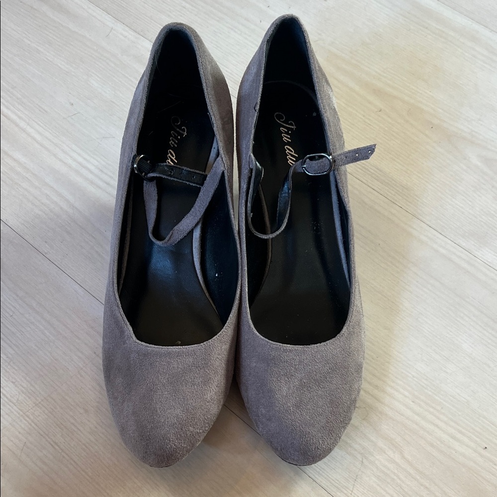 Elegant Brown Suede Mary Jane Heels